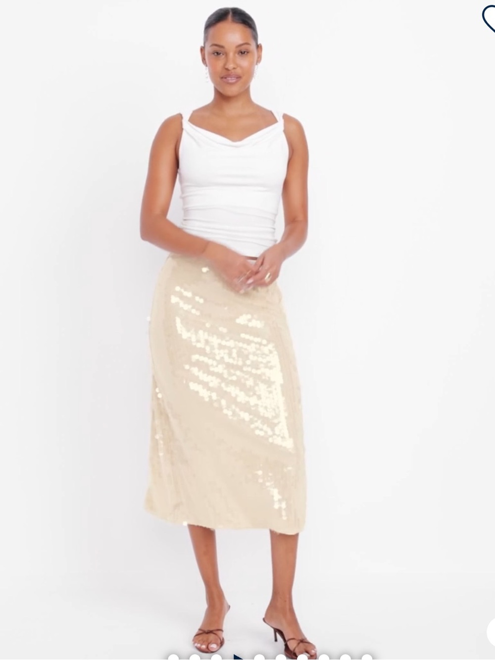 Old Navy high-waisted sequin midi pencil skirt in Creme shine